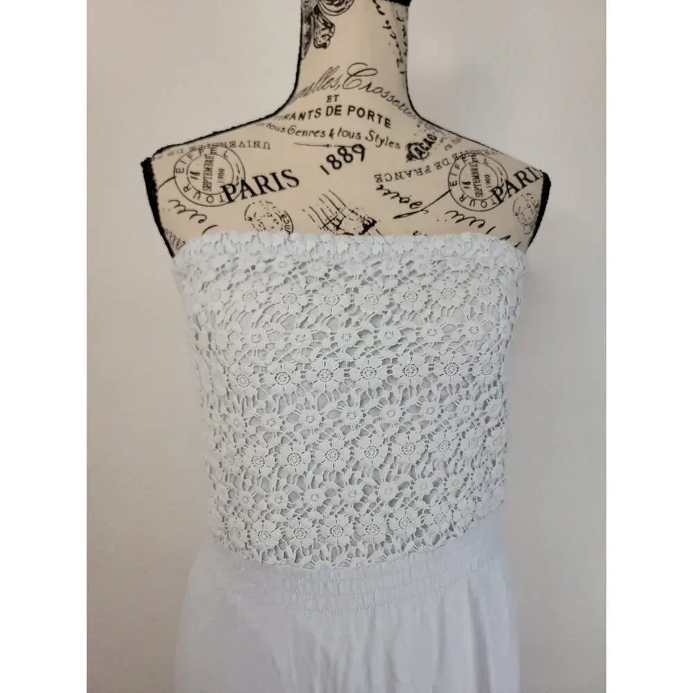 Abercrombie & Fitch Dress XS Asymmetric High Low Crochet Blue Cottage Bohemian